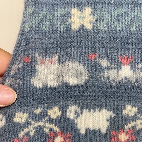 Spring Creek Angora Womens Vest Size Small Blue Cats Sheep Grandmacore - Picture 6 of 9